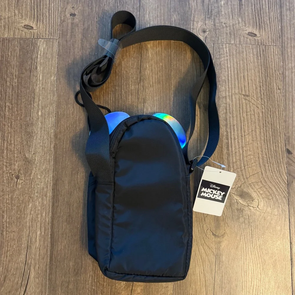 Aldi Disney Mickey Mouse Water Bottle Holder Crossbody Bag Black Iridescent 2026